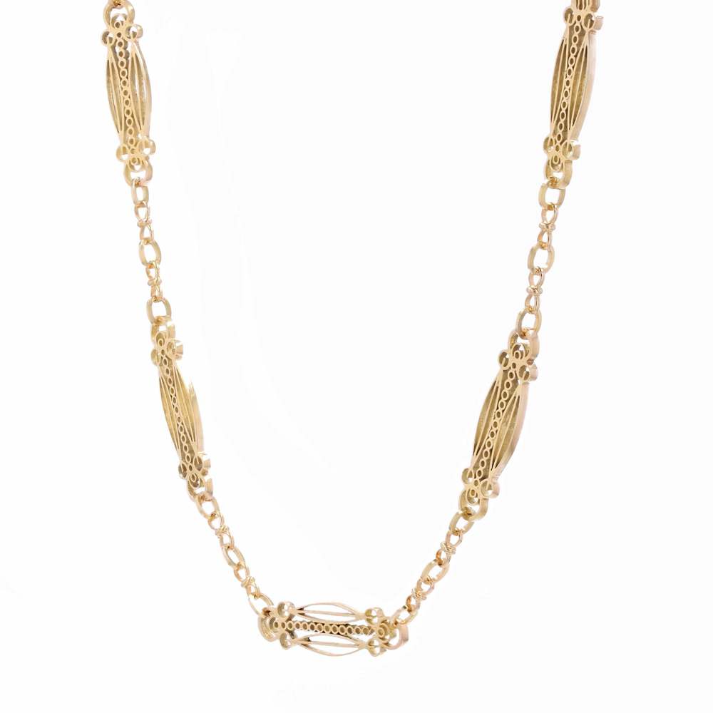 French Art Nouveau 18 Karat Yellow Gold Art Nouveau Long Necklace - Picture 7 of 16